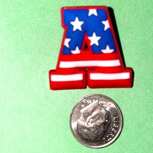 (10 for $15) A letter with partial Flag Crocs Shoe Charms